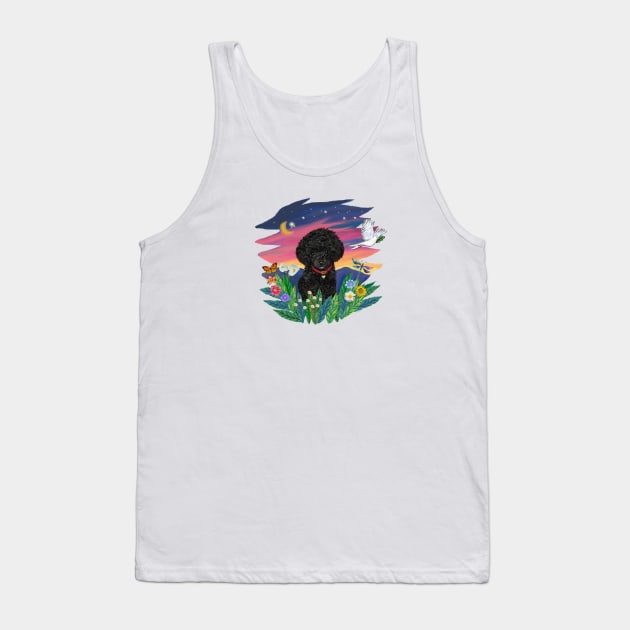 Black Toy Poodle in Mountain Twilight Tank Top by Dogs Galore and More